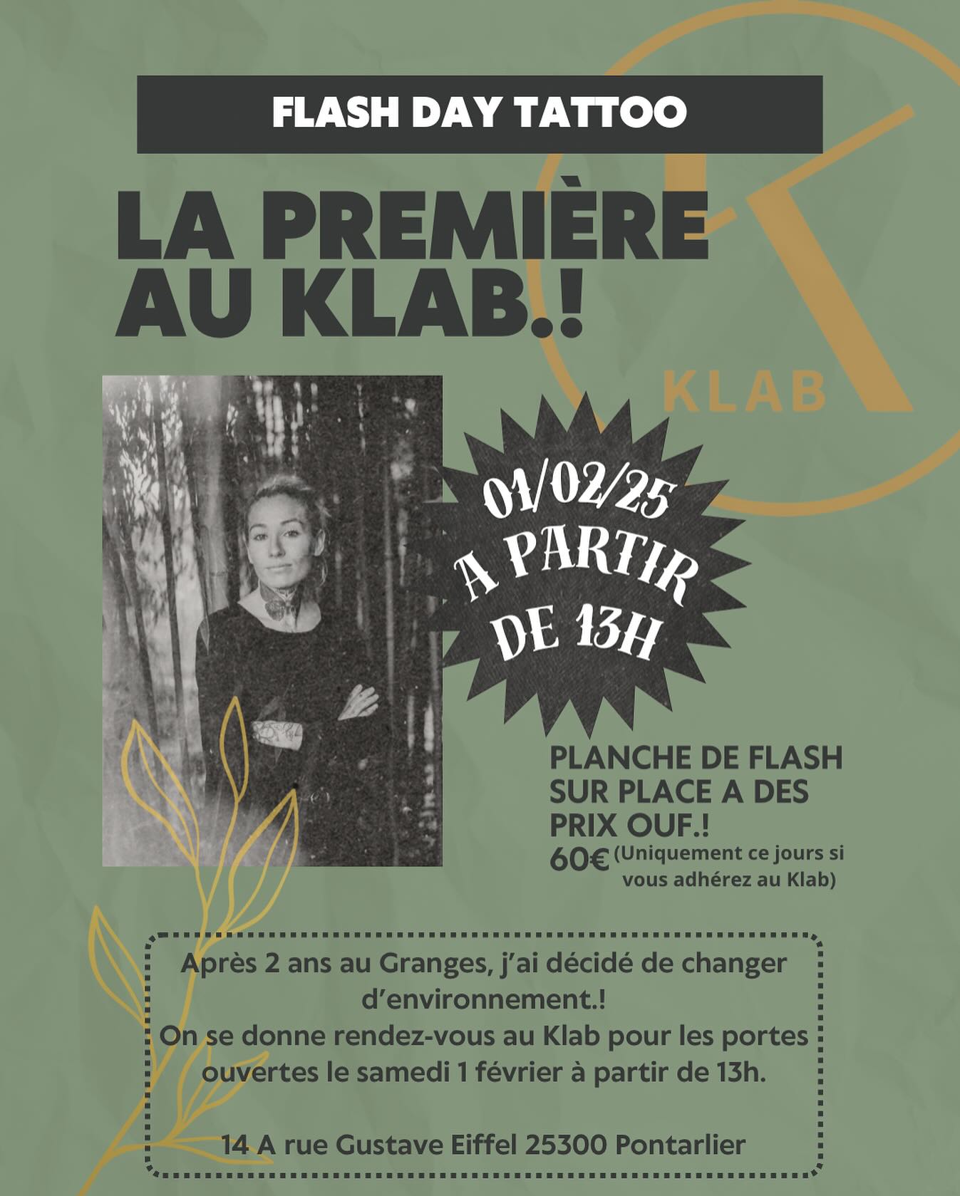 affiche événement tatouage au KLAB°